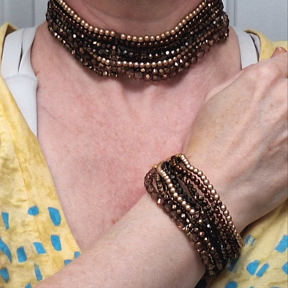 SATELLITE PARIS | Brown Necklace/Choker & Bracelet